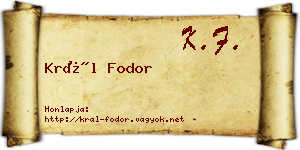Král Fodor névjegykártya